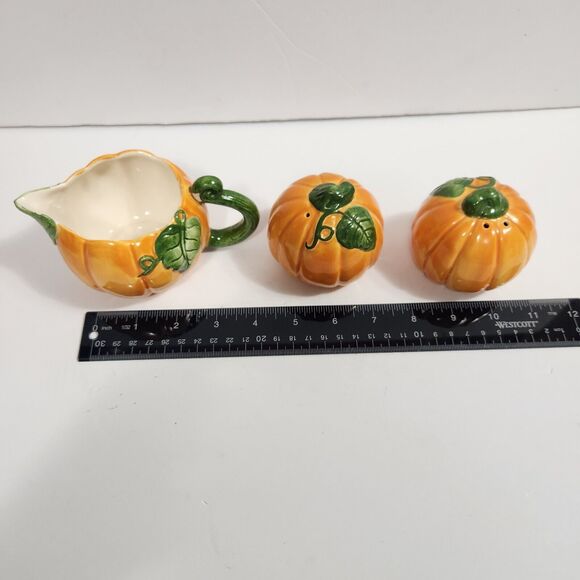 Papel Pumpkin Salt & Pepper Shakers Creamer Halloween Autumn Fall Decor Kitchen - Picture 6 of 8